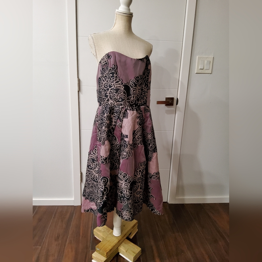Carolina Herrera New York Strapless Dress with Black Lace Overlay